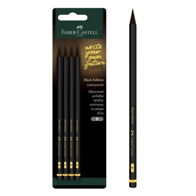 Creioane Grafit, Faber Castell, Black Edition, Duritate B, Set 4 Bucăți, Negru foto