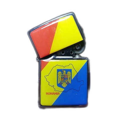 Bricheta Metalica cu Benzina Personalizata Romania stema tricolor foto