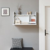 Birou rabatabil de perete Rautalampi 83x48 cm, alb, cu raft