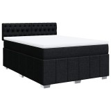 Cumpara ieftin Pat box spring cu saltea, negru, 140x200 cm, textil
