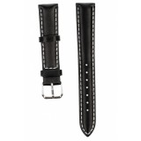 Curea de ceas din piele mata, 16 mm x 20 cm, negru