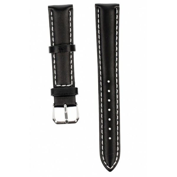 Curea de ceas din piele mata, 16 mm x 20 cm, negru
