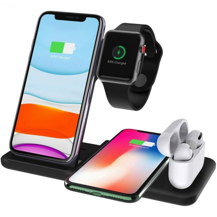 Incarcator wireless fastcharge flippy 4 in 1, design pliabil, 15w, compatibil apple watch, airpods, iphone, android, samsung, huawei, xiaomi, oppo, ne