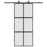 Cumpara ieftin Usa glisanta cu set feronerie neagra 90x205cm sticla securizata