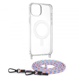 Husa transparenta Apple iPhone 15 Plus cu snur Multicolor Techsuit MagSafe Crossbody