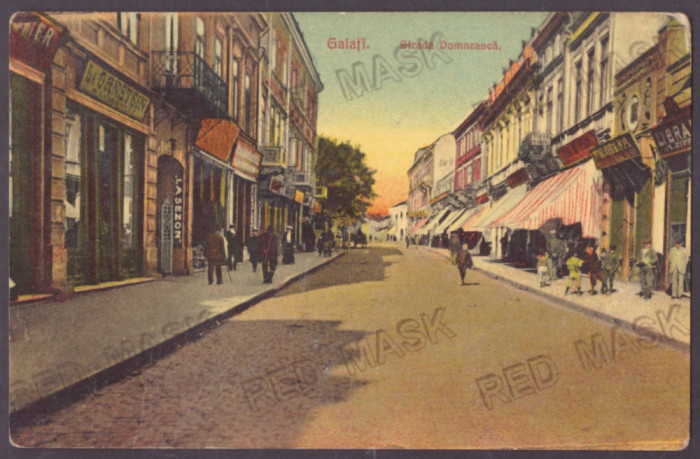 677 - GALATI, street stores, Romania - old postcard - used - 1911