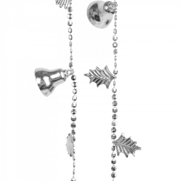 Ghirlandă de Crăciun cu clopotei - argintiu strălucitor - 260 cm