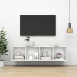 Dulap TV montat pe perete, alb extralucios, 37x37x142,5 cm, PAL, vidaXL