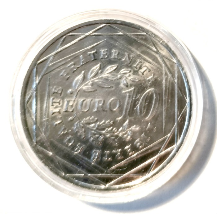FRANTA 10 EURO 2009 ARGINT IN CAPSULA DE METACRILAT XF