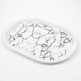 Tavă plastic dur, model marmura alb negru, 41x30 cm
