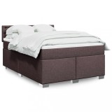 VidaXL Pat box spring cu saltea, maro &icirc;nchis, 140x200 cm, textil