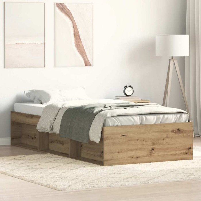 Gossi cadru de pat fara saltea stejar artisan 90x190cm lemn prelucrat