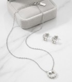 Cumpara ieftin Set din Argint 925 , zPearl Heart Wreath, , Colier E i Cercei cu Inima Lucioasa E i Perle, 3.1g