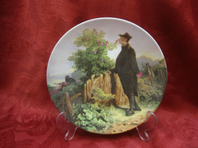 FARFURIE DECORATIVA PORTELAN BAVARIA CARL SPITZWEG PARFUM DE TRANDAFIRI 19 CM foto