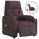 VidaXL Fotoliu electric de masaj rabatabil, maro &icirc;nchis, textil