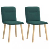 VidaXL Scaune de bucătărie, 2 buc., verde &icirc;nchis, material textil