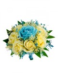 Buchet mic personalizabil cu trandafiri si floarea miresei (Bleu, Crem), Eventissimi&reg;