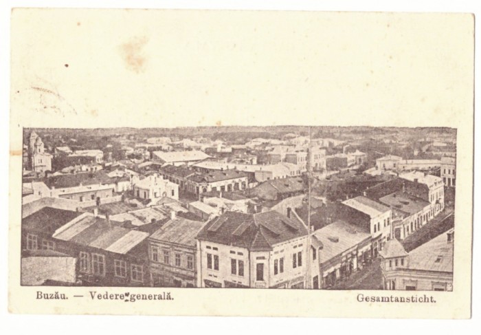 1687 - BUZAU, panorama, Romania - old postcard, CENSOR - used - 1918