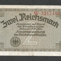 GERMANIA NAZISTA 2 MARCI REICHSMARK 1940 [24] P- 137a , 7 cifre , Litera W