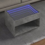 vidaXL Măsuță de cafea cu LED infinity, gri beton, 70x50x50 cm