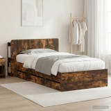 Cumpara ieftin Cadru de pat cu depozitare si tablie Stejar fumuriu 90 x 190 cm