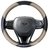 Husa volan tip fibra carbon negru cu insertii piele ecologica perforata bej, 38 cm Automobile ProTravel, Panda