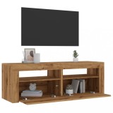 Gossi dulap tv cu led stejar artizanal 120x35x40 cm lemn prelucrat