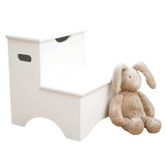 Scaun copii tip scara cu spatiu de depozitare alb Hurley 33x34x36 cm