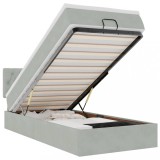Cumpara ieftin Cadru de pat otoman cu saltea Gri deschis 90x190cm catifea