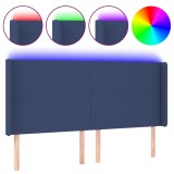 Cumpara ieftin Tablie de pat cu LED, albastru, 163x16x118/128 cm, textil