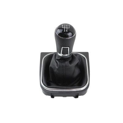Nuca schimbator cu manson, Emzone, Plastic/Piele ecologica, Compatibil cu VW, 5 viteze, Negru foto