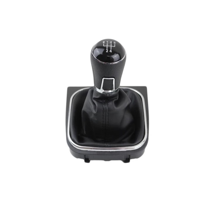 Nuca schimbator cu manson, Emzone, Plastic/Piele ecologica, Compatibil cu VW, 5 viteze, Negru