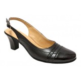 Pantofi dama decupati din piele naturala - Model 301 Negru cu toc de 5cm