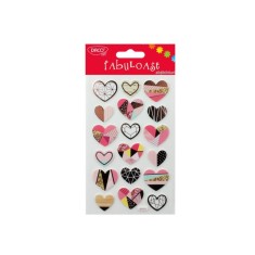Abtibilduri DACO Fabuloase, Spuma Autoadeziva, Inimi, Multicolor, 1 Folie, Autocolante Copii, Stickere Decorative, Stickere pentru Copii, Abtibilduri foto