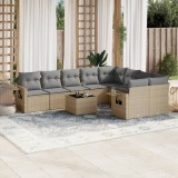 vidaXL Set canapele de grădină cu perne, 10 piese, bej, poliratan