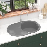 Cumpara ieftin VidaXL Chiuvetă de bucătărie din granit, cu un bazin, oval Gri