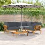 vidaXL Set de canapea cu pernă 4 pcs Antracit Lemn Solid de Acacia 3418534