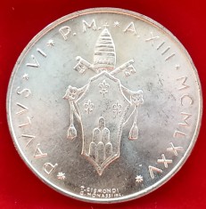 (A794) MONEDA DIN ARGINT VATICAN - 500 LIRE 1975, PAPA PAUL VI, TIRAJ 162.000 BUC, STARE FOARTE BUNA