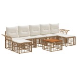 vidaXL Set de canapele de exterior 8 pcs Alb Natural și Crem Poliester 3437748