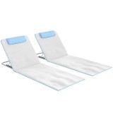 Outsunny Set 2 Șezlonguri de Plajă Pliabile cu Tetieră, Spătar Reglabil și Husă pentru Transport, 134x48x33-43 cm, Bej | Aosom Romania