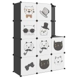 Cumpara ieftin Dulap de depozitare cub pentru copii, 10 cuburi, negru, PP