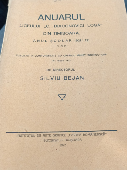 ANUARUL LICEULUI C DIACONOVICI LOGA 1921 1922