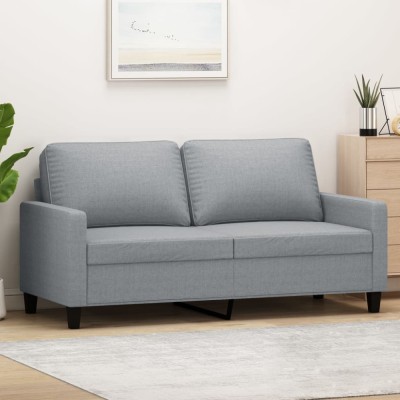 vidaXL Canapea cu 2 locuri, gri deschis, 140 cm, material textil foto
