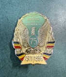 Insigna Scoala de aviatie din Romania RSR 1911 - 1986 aniversara 75 ani varianta email complet