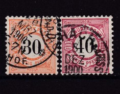 ✅ ( S34 ) Germania veche - Wurttemberg 1900 " Cifra in cerc " ,serie Michel 61/62 cota 15 &euro; , stampilat
