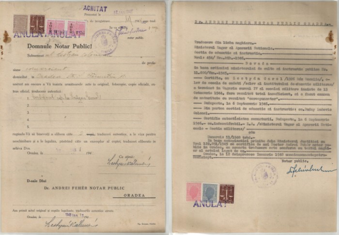 Romania, Declaratie 1, Oradea, 1948
