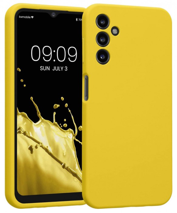 Husa de protectie din Silicon cu Microfibra la interior compatibila Samsung Galaxy A55, Galben