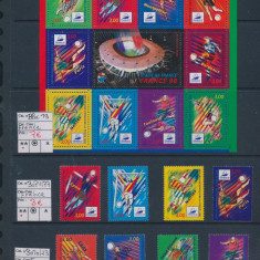 FRANTA 1998-Capionatul mondial de fotbal-Colita si serii de 8 timbre MNH