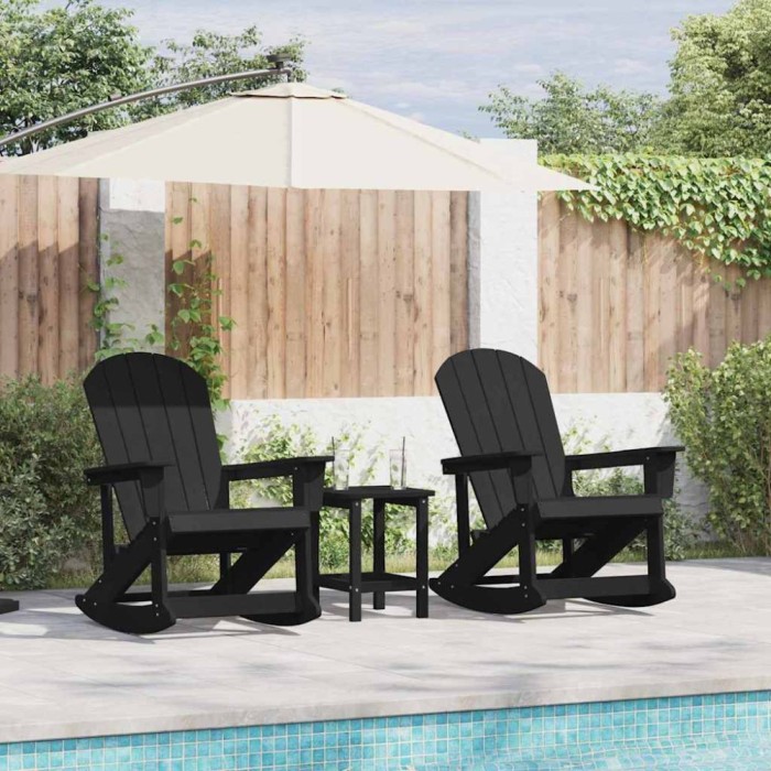 Fotolii Adirondack Marmite 2 pcs Negru HDPE