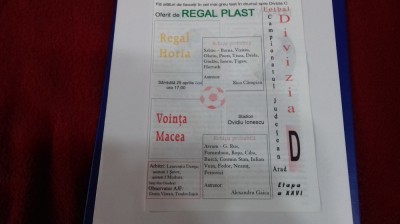 program Regal Horia - Vointa Macea foto